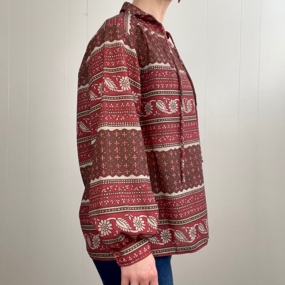 VINTAGE Collared Shirt Boho Pull Over Blouse | H9 - Picture 5 of 6